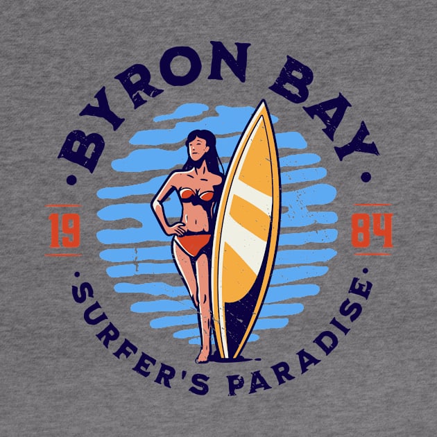 Vintage Byron Bay, Australia Surfer's Paradise // Retro Surfing 1980s Badge B by Now Boarding